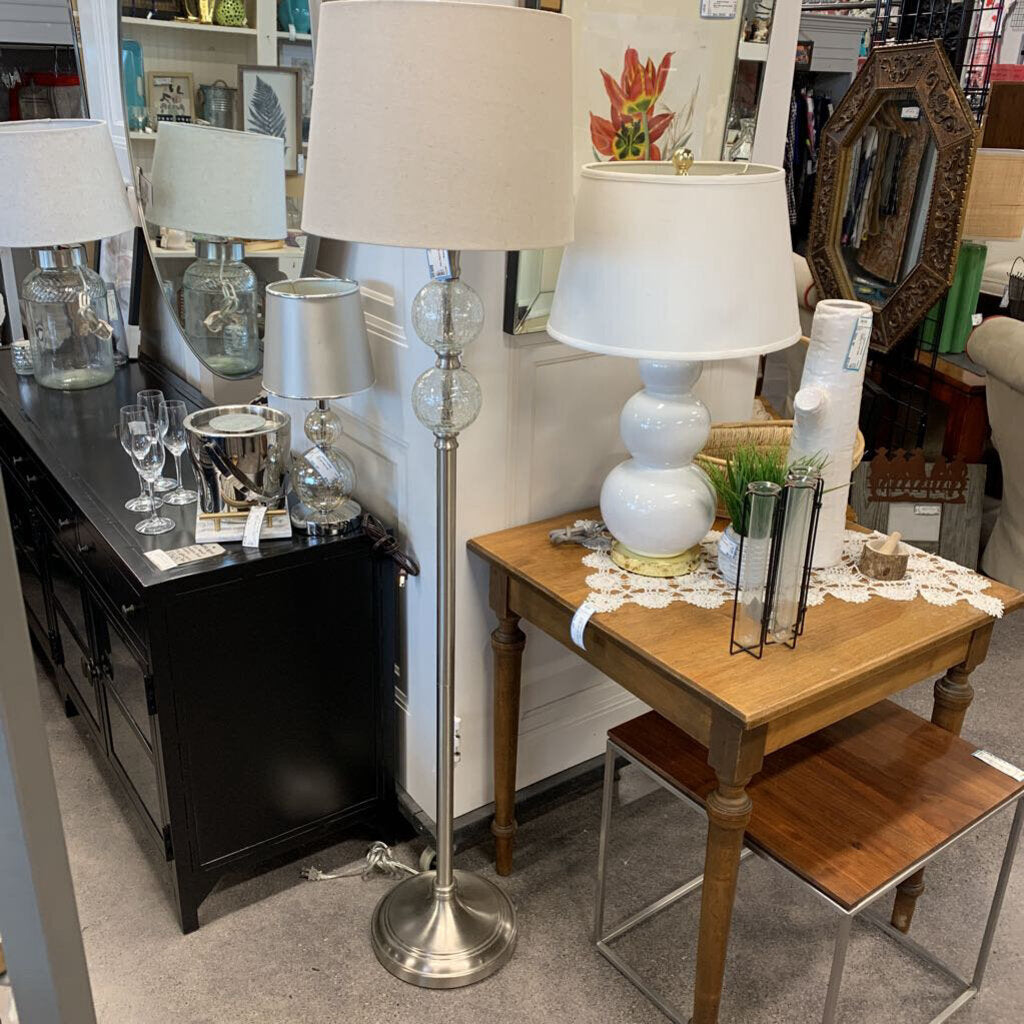 Metal Floor Lamp w/Glass Orbs
