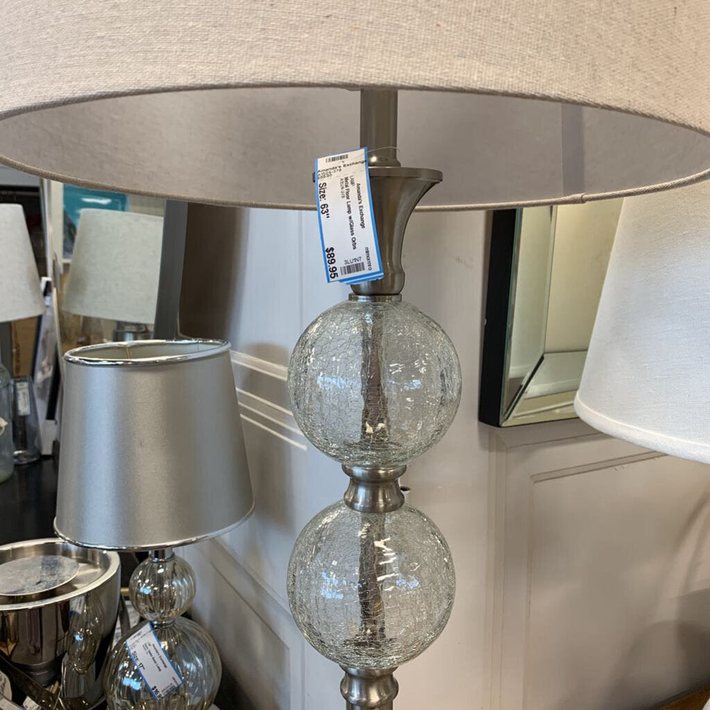 Metal Floor Lamp w/Glass Orbs
