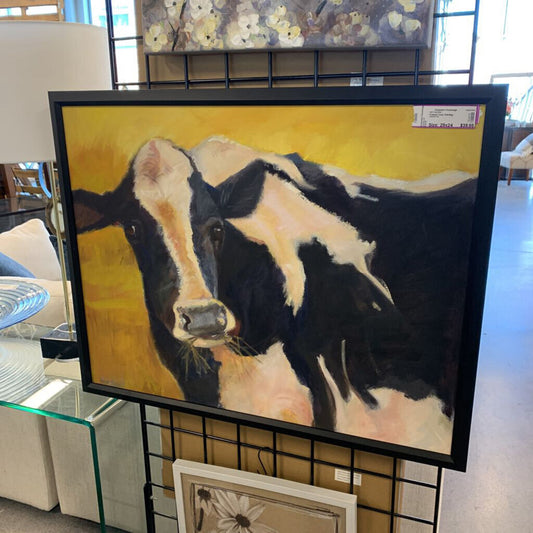Framed Cow Painting