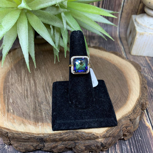 14k Mystic Topaz Diamond Ring