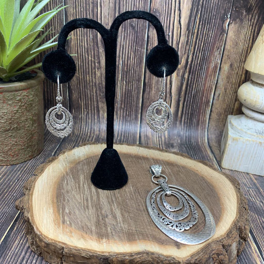 Sarda Sterling Pendant and Earrings Set