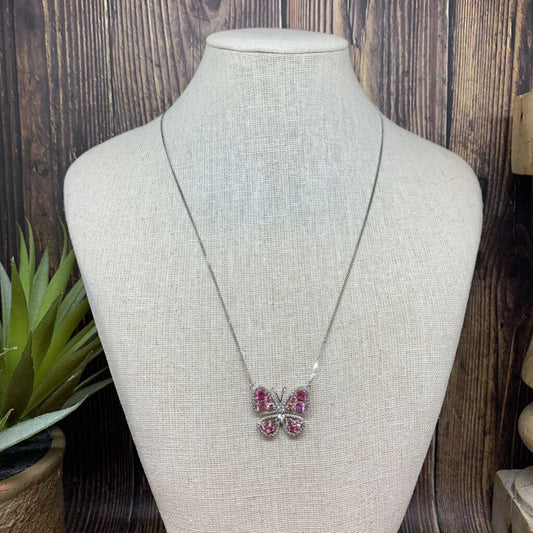 Sterling and Rhinestone Butterfly Necklace