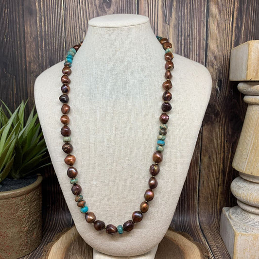 Pearl/Turq Bead Ncklc