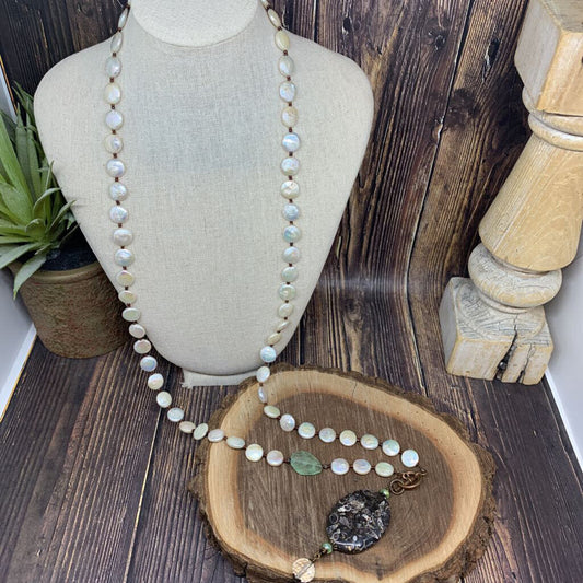 Oval Stone/Pearl Ncklc