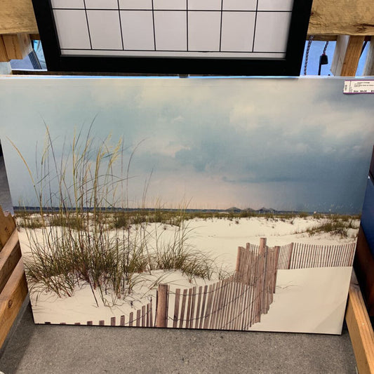 Sandy Beach Scene on Canvas