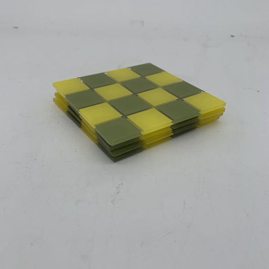 Glass Checkered Coaster Set