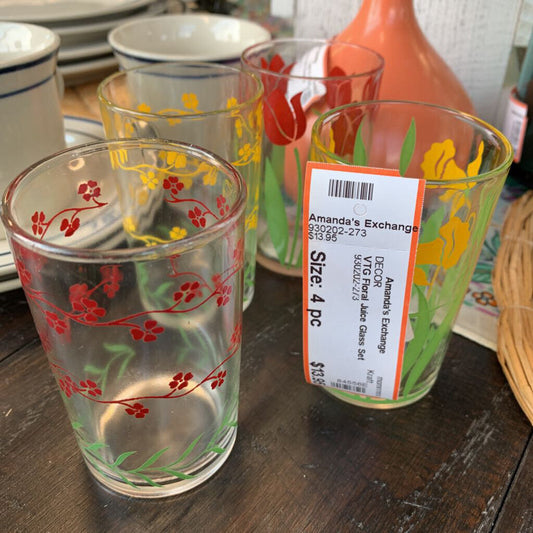 VTG Floral Juice Glass Set