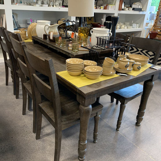 Plank Wood Table w/8 Chairs AS IS