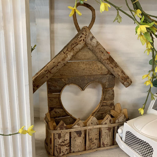 Wood House Hanging Planter