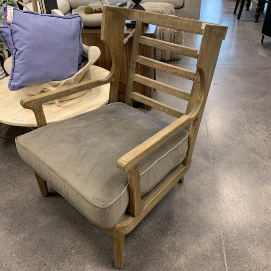 Wood Chair with Velvet Cushions