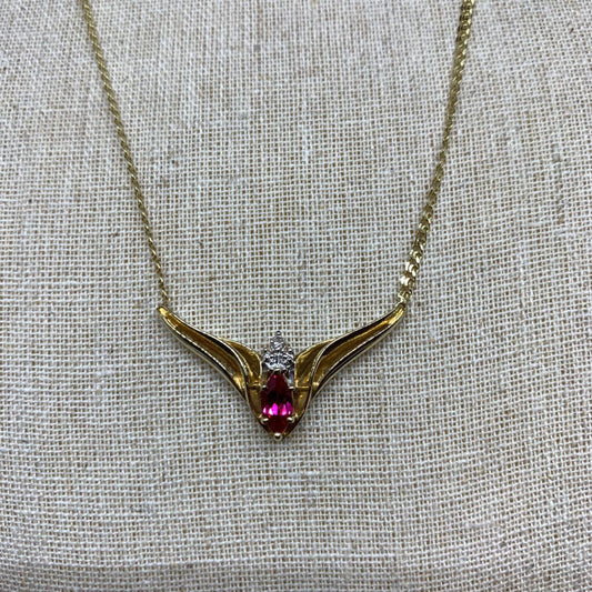 10k YG Gem and Diamond Necklace