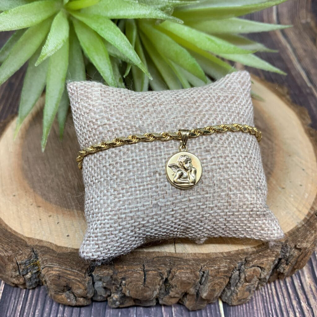14k YG Guardian Angel Bracelet