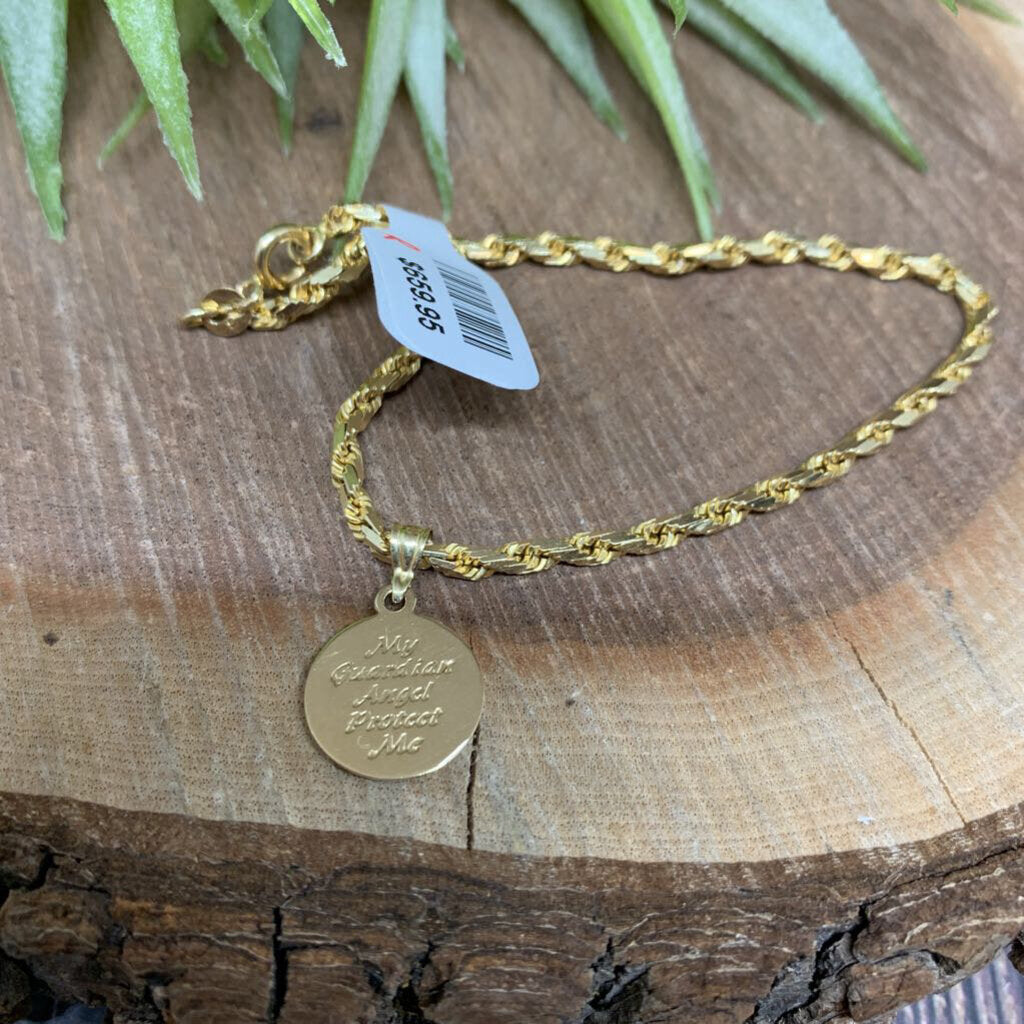 14k YG Guardian Angel Bracelet