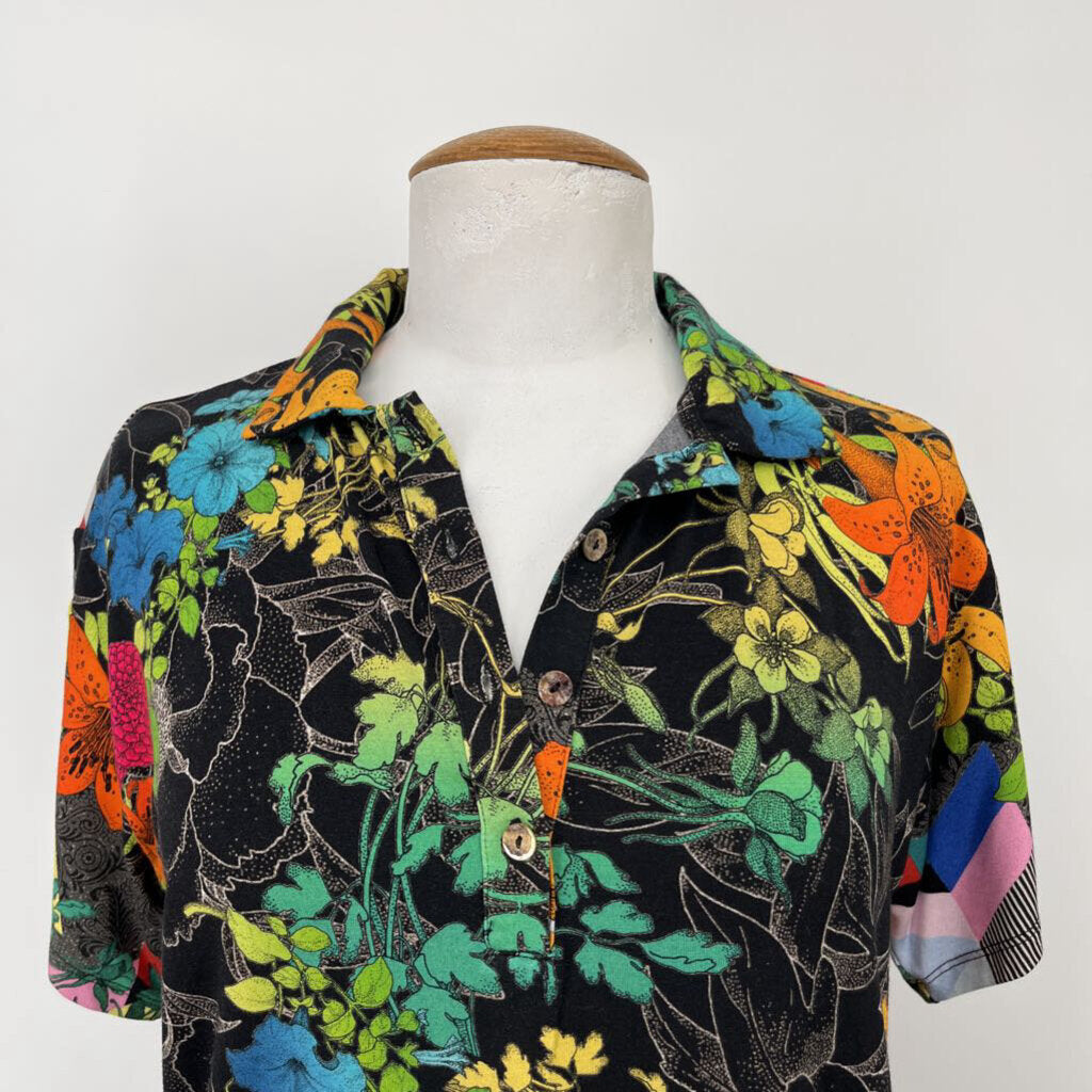 Johnny Was Floral S/s Polo