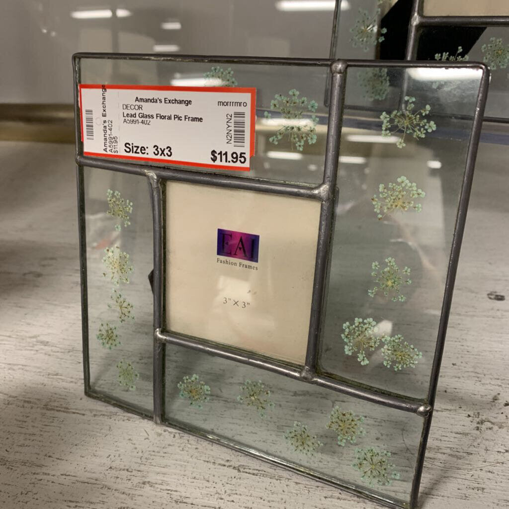 Lead Glass Floral Pic Frame