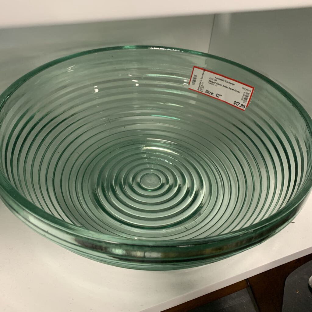 Ridged Glass Salad Bowl