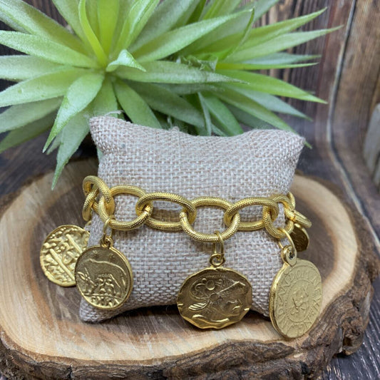 Susan Shaw Coin Charm Bracelet