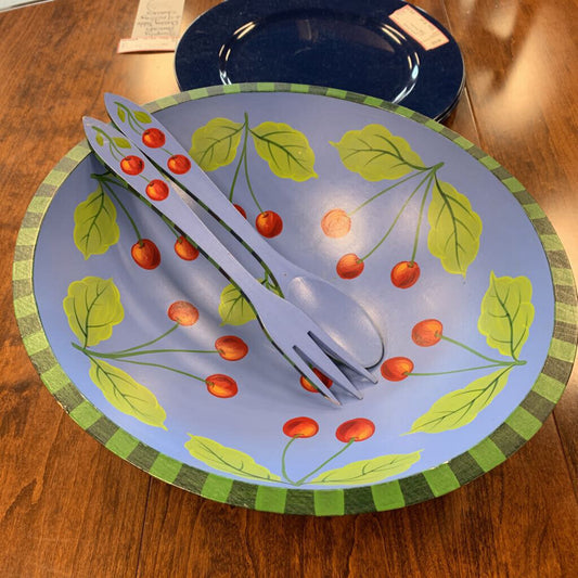 Cherries Motif Salad Bowl 3pc