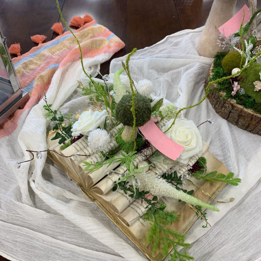 Floral Book w/ Mushrooms Centerpiece
