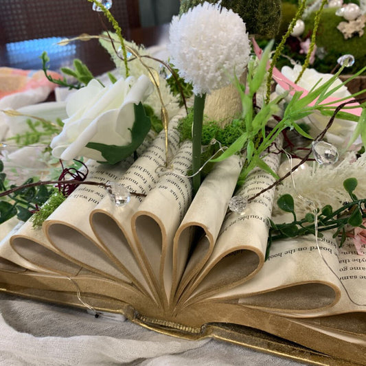 Floral Book w/ Mushrooms Centerpiece