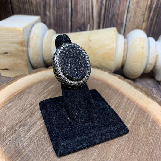 Sterling Druzy Statement Ring