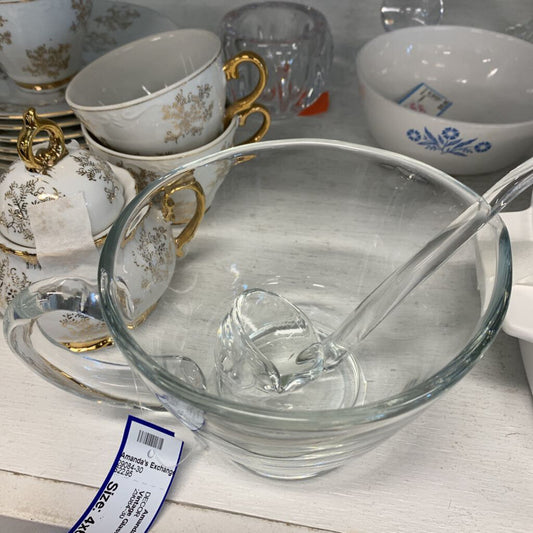 Vintage Glass Cup w Ladel