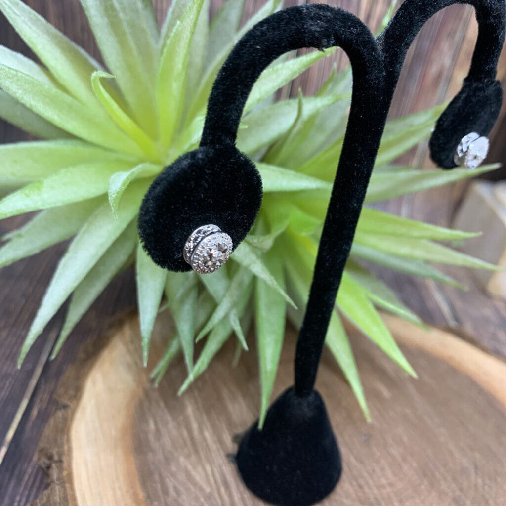 Sterling & Diamond Stud Earrings