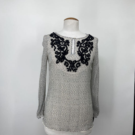 Tory Burch Silk Textured Floral Shirt