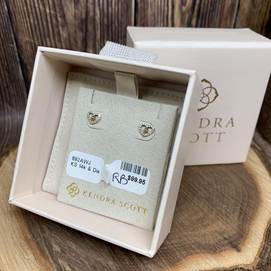 Kendra Scott 14kt and Diamond Heart Earrings