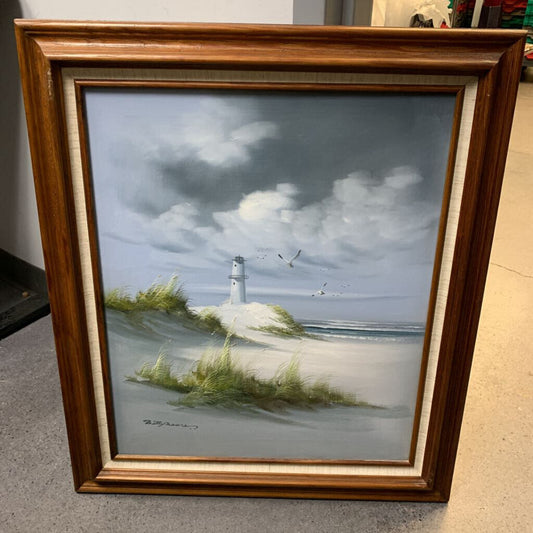 Framed Lighthouse Painting