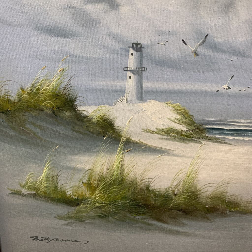 Framed Lighthouse Painting