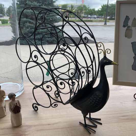 Metal Peacock Wine Caddy