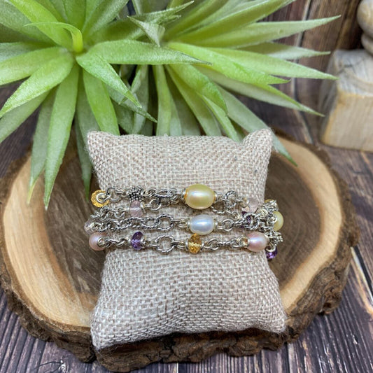Michael Dawkins Sterling and Pearl Bracelet