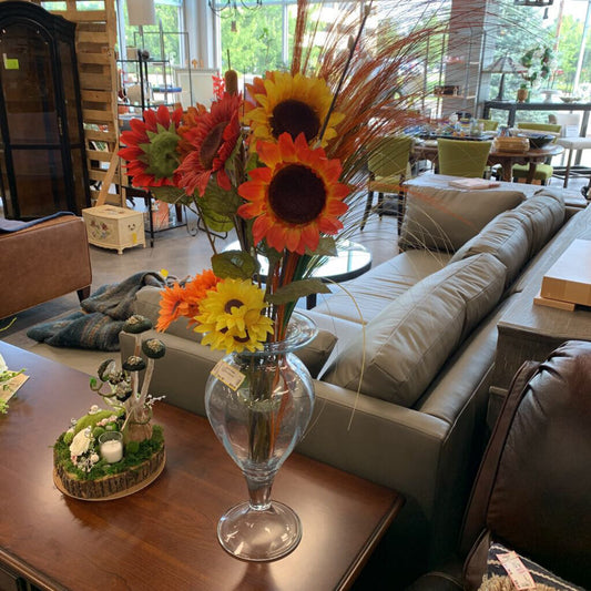 Fall Flowers in Glass Vase