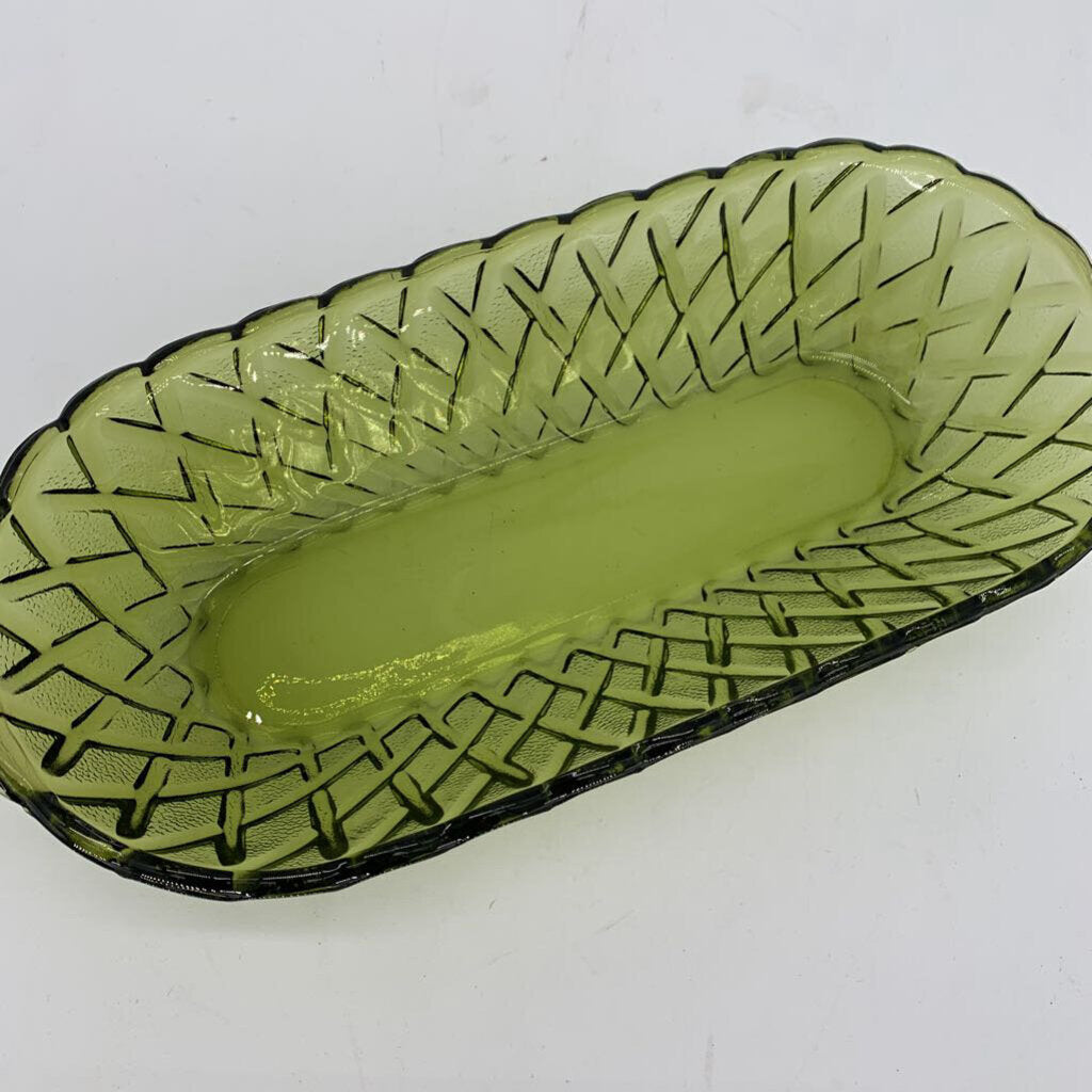 Lattice Glass Oval Bowl