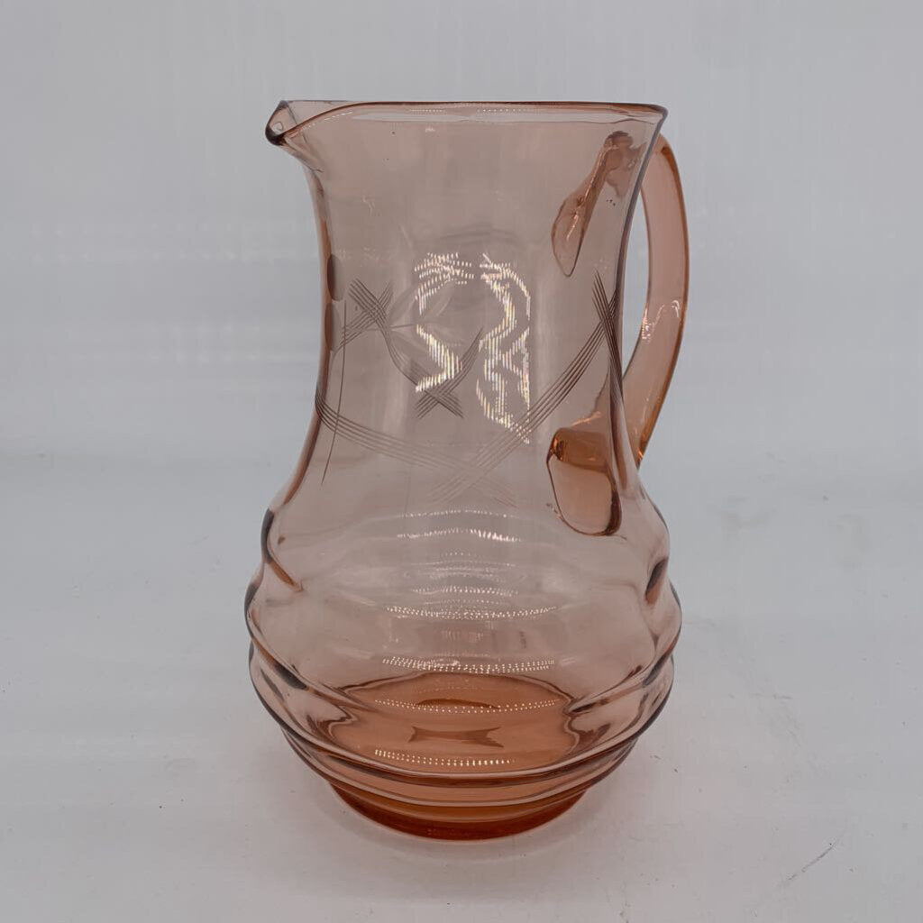 Etched Glass Pitcher