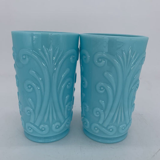 Ornate Milk Glass Tumbler Set