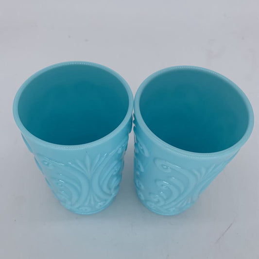 Ornate Milk Glass Tumbler Set