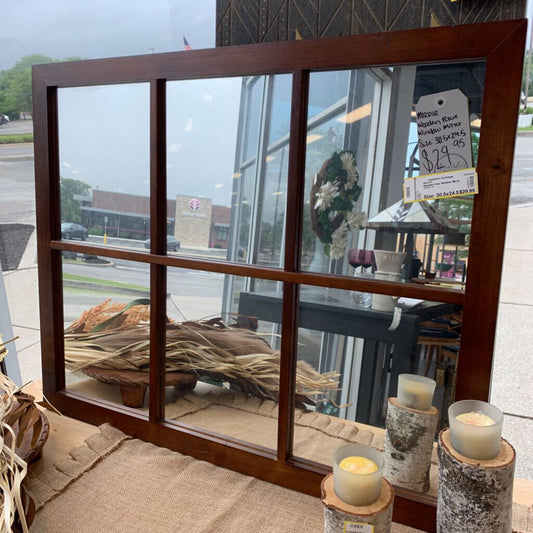 Wooden Faux Window Mirror