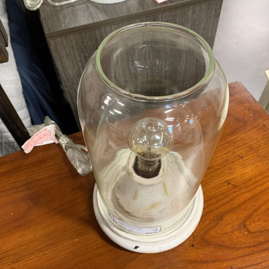 Wood Look Base Lamp w/Cloche