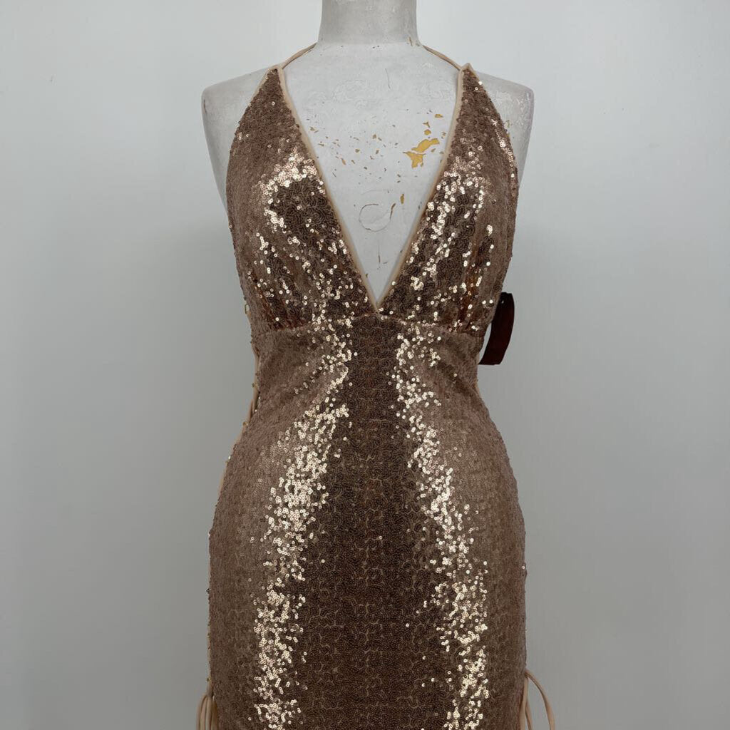 Wow Couture Sequened Halter Dress