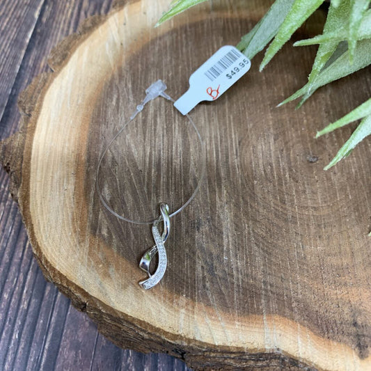 Sterling Diamond Ribbon Pendant