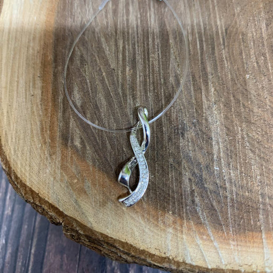 Sterling Diamond Ribbon Pendant