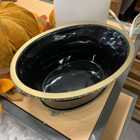 Metal Trim Ceramic Vase