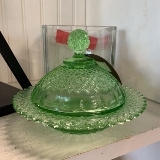 Depression Glass Butter Dish w/Lid
