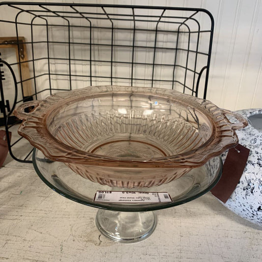Depression Glass Handled Serving Bowl