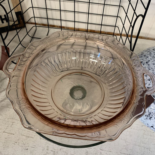Depression Glass Handled Serving Bowl