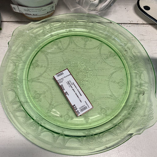 Depression glass Handled Cake Plate