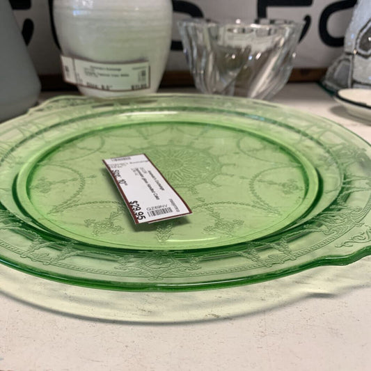 Depression glass Handled Cake Plate