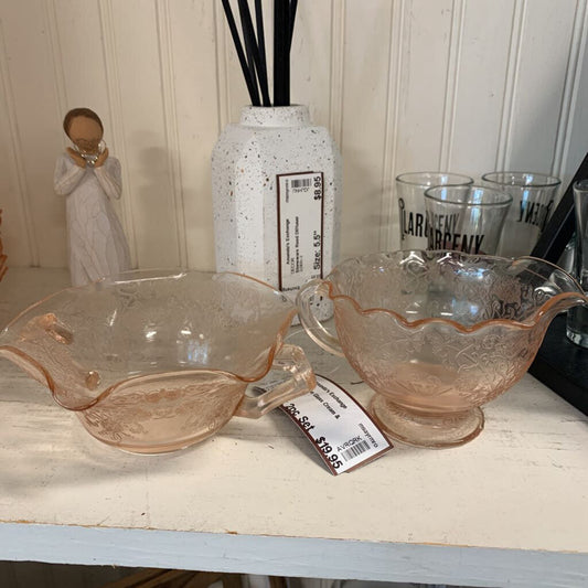 Depression Glass Cream & Sugar Set